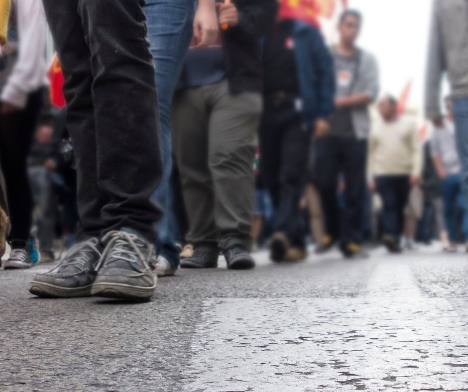 Image showing feet walking during a demonstration. 